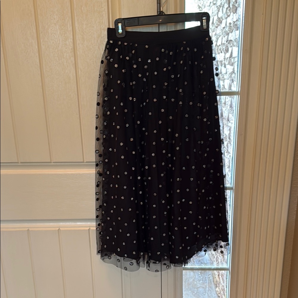 Talbots Black and White Polka Dot A-Line Skirt